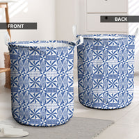 Blue Ngatu Pattern Malo e Lelei Tonga Laundry Basket LT14 - Polynesian Pride