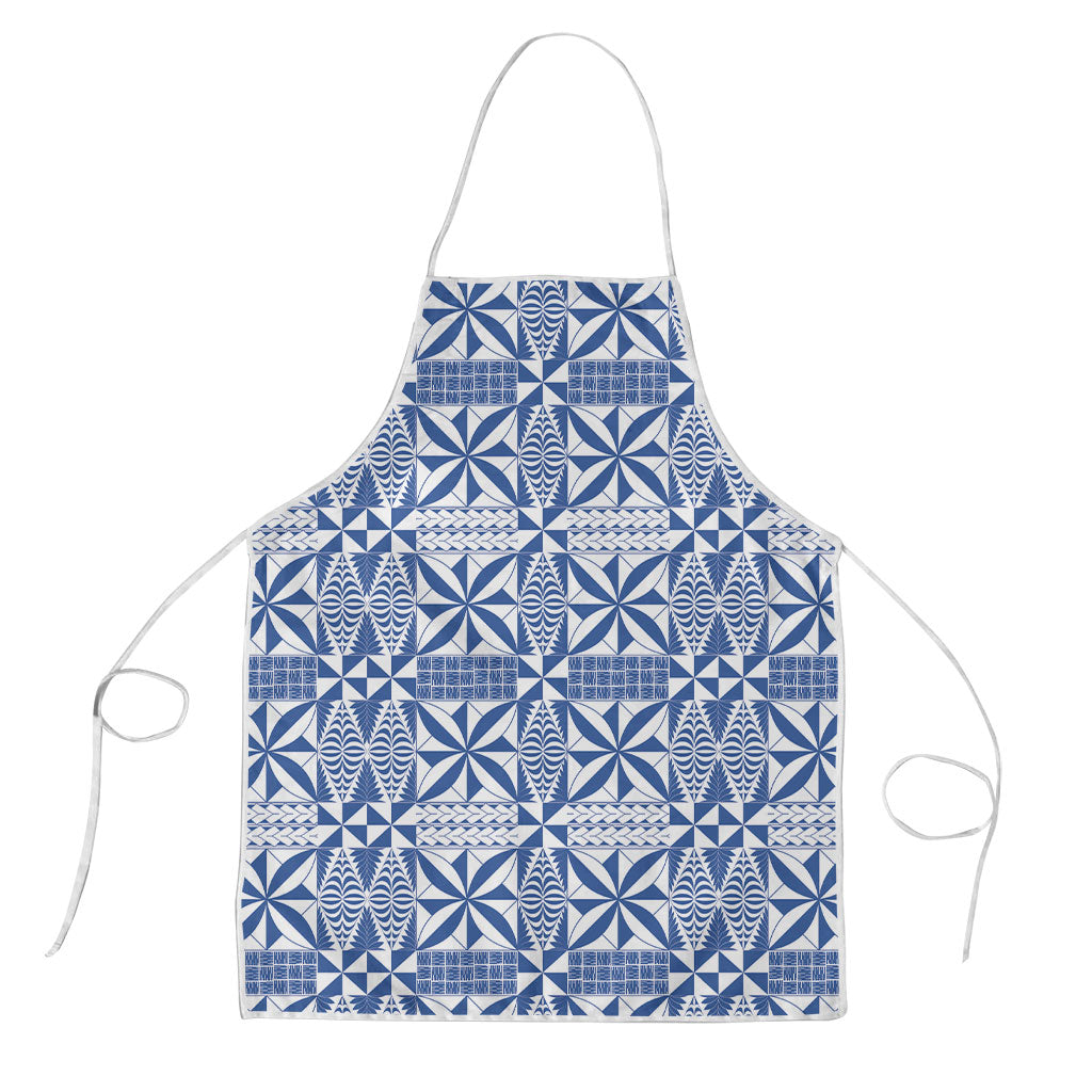 Blue Ngatu Pattern Malo e Lelei Tonga Apron LT14 Blue - Polynesian Pride