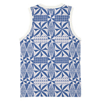 Blue Ngatu Pattern Malo e Lelei Tonga Basketball Jersey LT14 - Polynesian Pride
