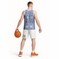 Blue Ngatu Pattern Malo e Lelei Tonga Basketball Jersey LT14 - Polynesian Pride