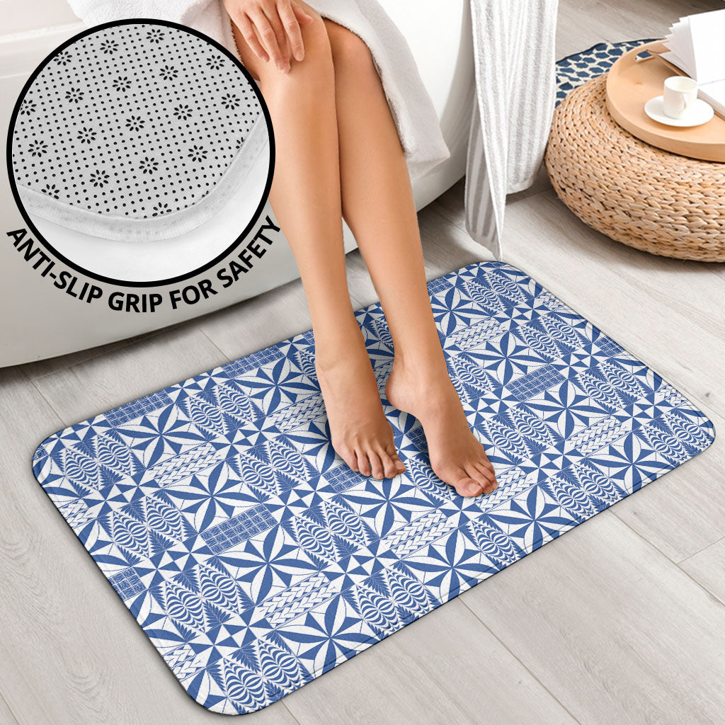 Blue Ngatu Pattern Malo e Lelei Tonga Bathroom Set LT14 - Polynesian Pride