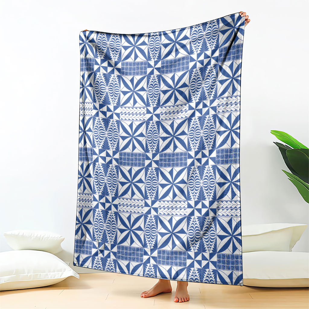 Blue Ngatu Pattern Malo e Lelei Tonga Blanket LT14 - Polynesian Pride