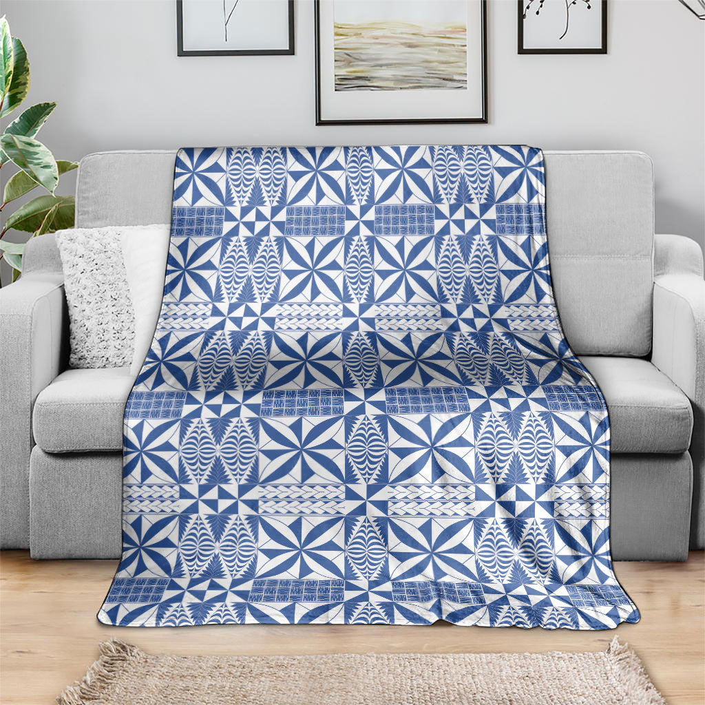 Blue Ngatu Pattern Malo e Lelei Tonga Blanket LT14 - Polynesian Pride