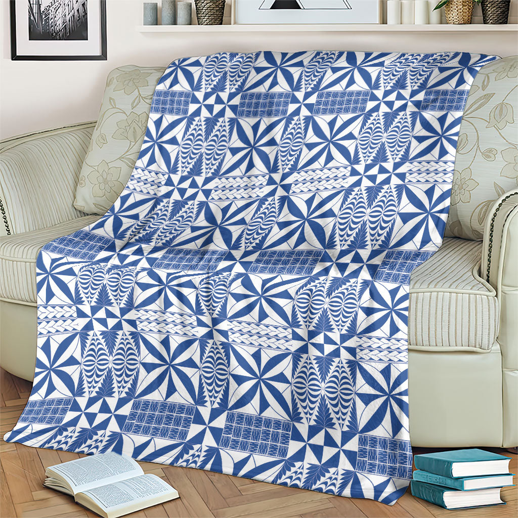 Blue Ngatu Pattern Malo e Lelei Tonga Blanket LT14 - Polynesian Pride
