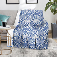Blue Ngatu Pattern Malo e Lelei Tonga Blanket LT14 - Polynesian Pride