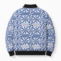 Blue Ngatu Pattern Malo e Lelei Tonga Bomber Puffer Jacket LT14 - Polynesian Pride