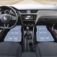 Blue Ngatu Pattern Malo e Lelei Tonga Car Mats LT14 Set 2pcs - Front Blue - Polynesian Pride