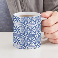 Blue Ngatu Pattern Malo e Lelei Tonga Ceramic Mug LT14 - Polynesian Pride