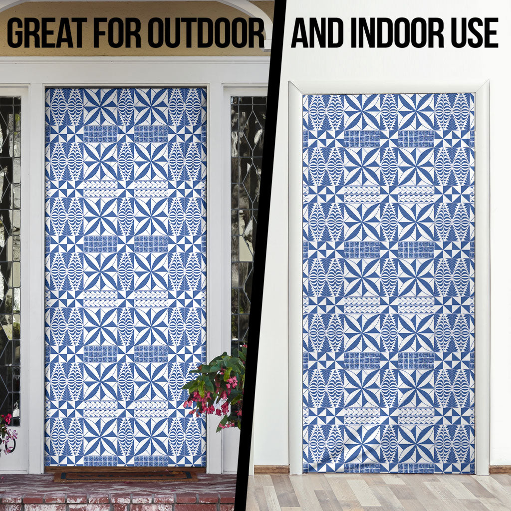 Blue Ngatu Pattern Malo e Lelei Tonga Door Cover LT14 - Polynesian Pride