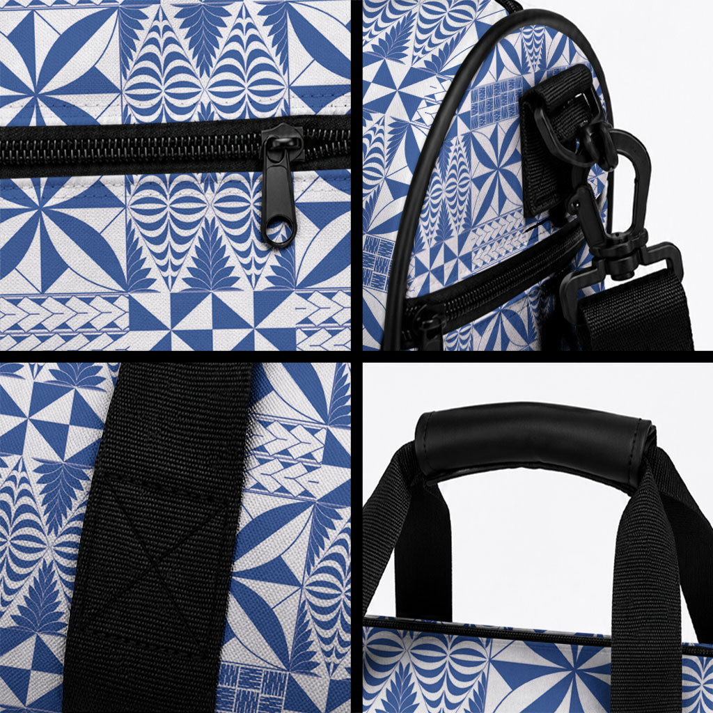 Blue Ngatu Pattern Malo e Lelei Tonga Duffle Bag LT14 - Polynesian Pride
