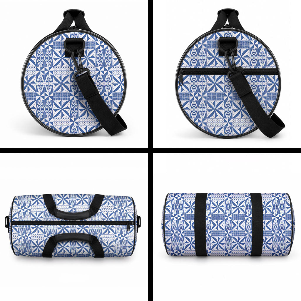 Blue Ngatu Pattern Malo e Lelei Tonga Duffle Bag LT14 - Polynesian Pride