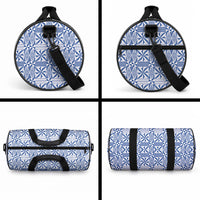 Blue Ngatu Pattern Malo e Lelei Tonga Duffle Bag LT14 - Polynesian Pride