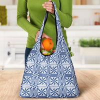 Blue Ngatu Pattern Malo e Lelei Tonga Grocery Bag LT14 - Polynesian Pride