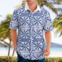 Blue Ngatu Pattern Malo e Lelei Tonga Hawaiian Shirt LT14 - Polynesian Pride