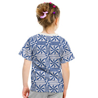Blue Ngatu Pattern Malo e Lelei Tonga Kid T Shirt LT14 - Polynesian Pride