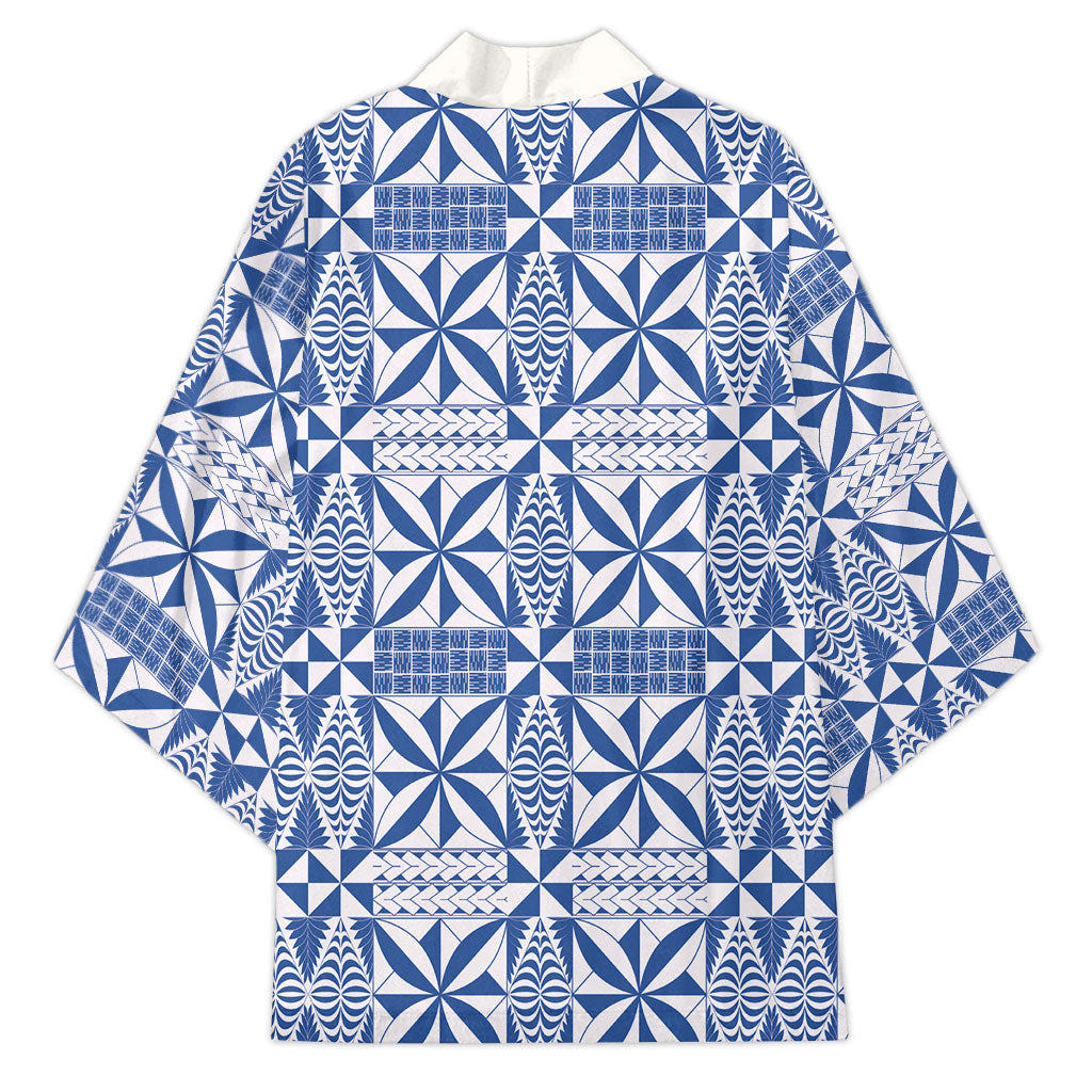 Blue Ngatu Pattern Malo e Lelei Tonga Kimono LT14 - Polynesian Pride