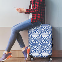 Blue Ngatu Pattern Malo e Lelei Tonga Luggage Cover LT14 - Polynesian Pride