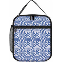 Blue Ngatu Pattern Malo e Lelei Tonga Lunch Bag LT14 10.2 × 8.3 × 4.3 inch Blue - Polynesian Pride