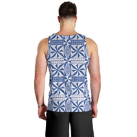 Blue Ngatu Pattern Malo e Lelei Tonga Men Tank Top LT14 - Polynesian Pride