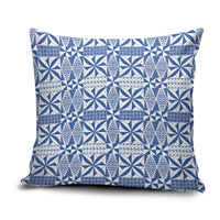 Blue Ngatu Pattern Malo e Lelei Tonga Pillow Cover LT14 Blue - Polynesian Pride