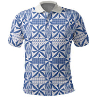 Blue Ngatu Pattern Malo e Lelei Tonga Polo Shirt LT14 Blue - Polynesian Pride