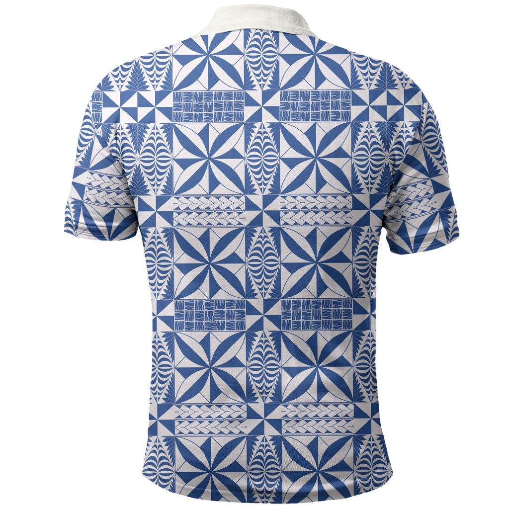 Blue Ngatu Pattern Malo e Lelei Tonga Polo Shirt LT14 - Polynesian Pride