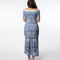 Blue Ngatu Pattern Malo e Lelei Tonga Puletasi LT14 - Polynesian Pride