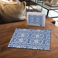 Blue Ngatu Pattern Malo e Lelei Tonga Puzzle LT14 - Polynesian Pride
