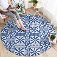 Blue Ngatu Pattern Malo e Lelei Tonga Round Carpet LT14 - Polynesian Pride