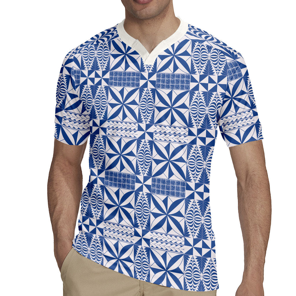 Blue Ngatu Pattern Malo e Lelei Tonga Rugby Jersey LT14 - Polynesian Pride