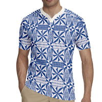 Blue Ngatu Pattern Malo e Lelei Tonga Rugby Jersey LT14 - Polynesian Pride