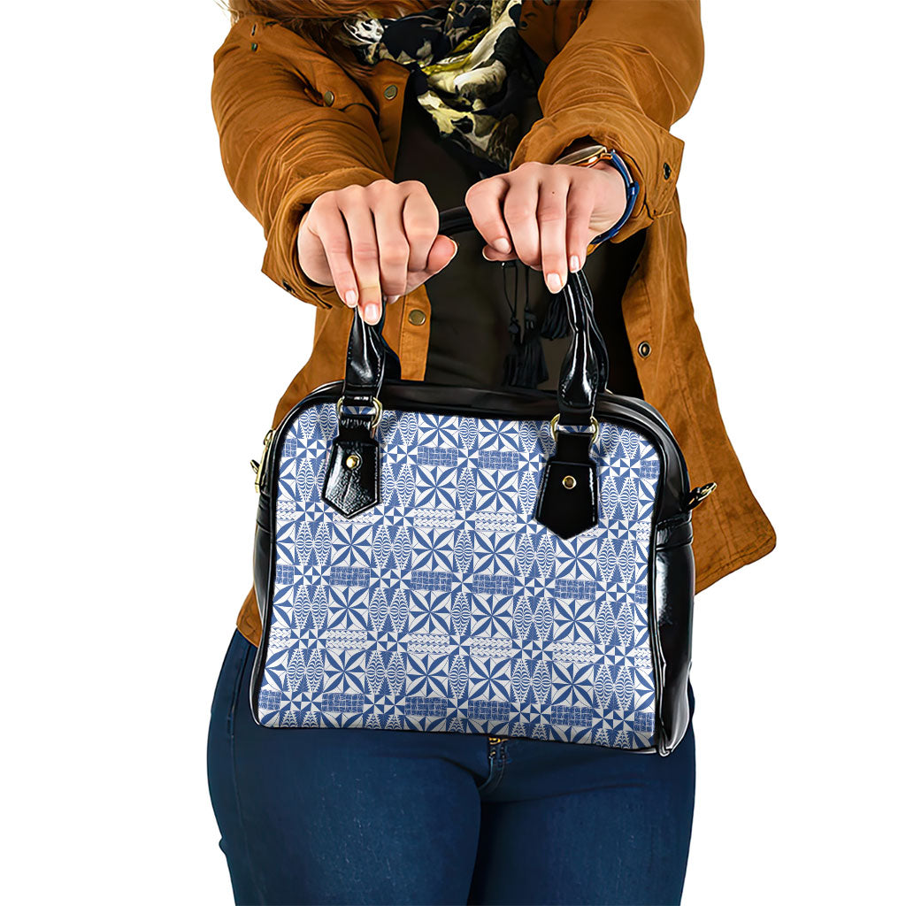 Blue Ngatu Pattern Malo e Lelei Tonga Shoulder Handbag LT14 One Size Blue - Polynesian Pride