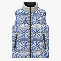 Blue Ngatu Pattern Malo e Lelei Tonga Sleeveless Puffer Jacket LT14 Unisex Blue - Polynesian Pride