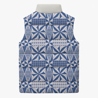 Blue Ngatu Pattern Malo e Lelei Tonga Sleeveless Puffer Jacket LT14 - Polynesian Pride