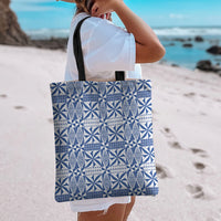 Blue Ngatu Pattern Malo e Lelei Tonga Tote Bag LT14 - Polynesian Pride