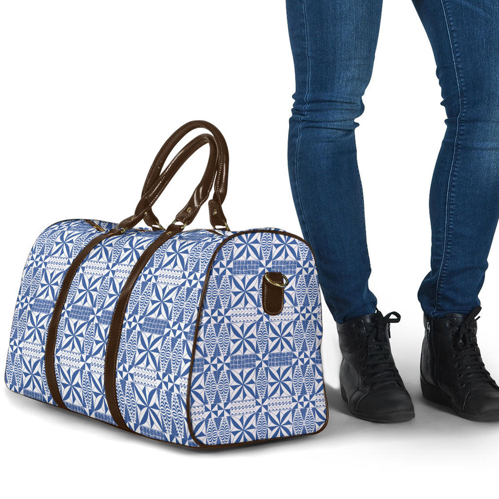 Blue Ngatu Pattern Malo e Lelei Tonga Travel Bag LT14 - Polynesian Pride