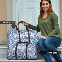 Blue Ngatu Pattern Malo e Lelei Tonga Travel Bag LT14 - Polynesian Pride