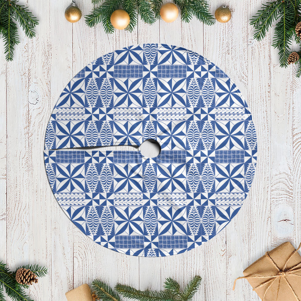 Blue Ngatu Pattern Malo e Lelei Tonga Tree Skirt LT14 Casual Blue - Polynesian Pride
