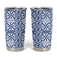 Blue Ngatu Pattern Malo e Lelei Tonga Tumbler Cup LT14 Blue - Polynesian Pride