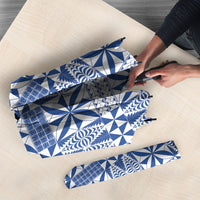 Blue Ngatu Pattern Malo e Lelei Tonga Umbrella LT14 - Polynesian Pride