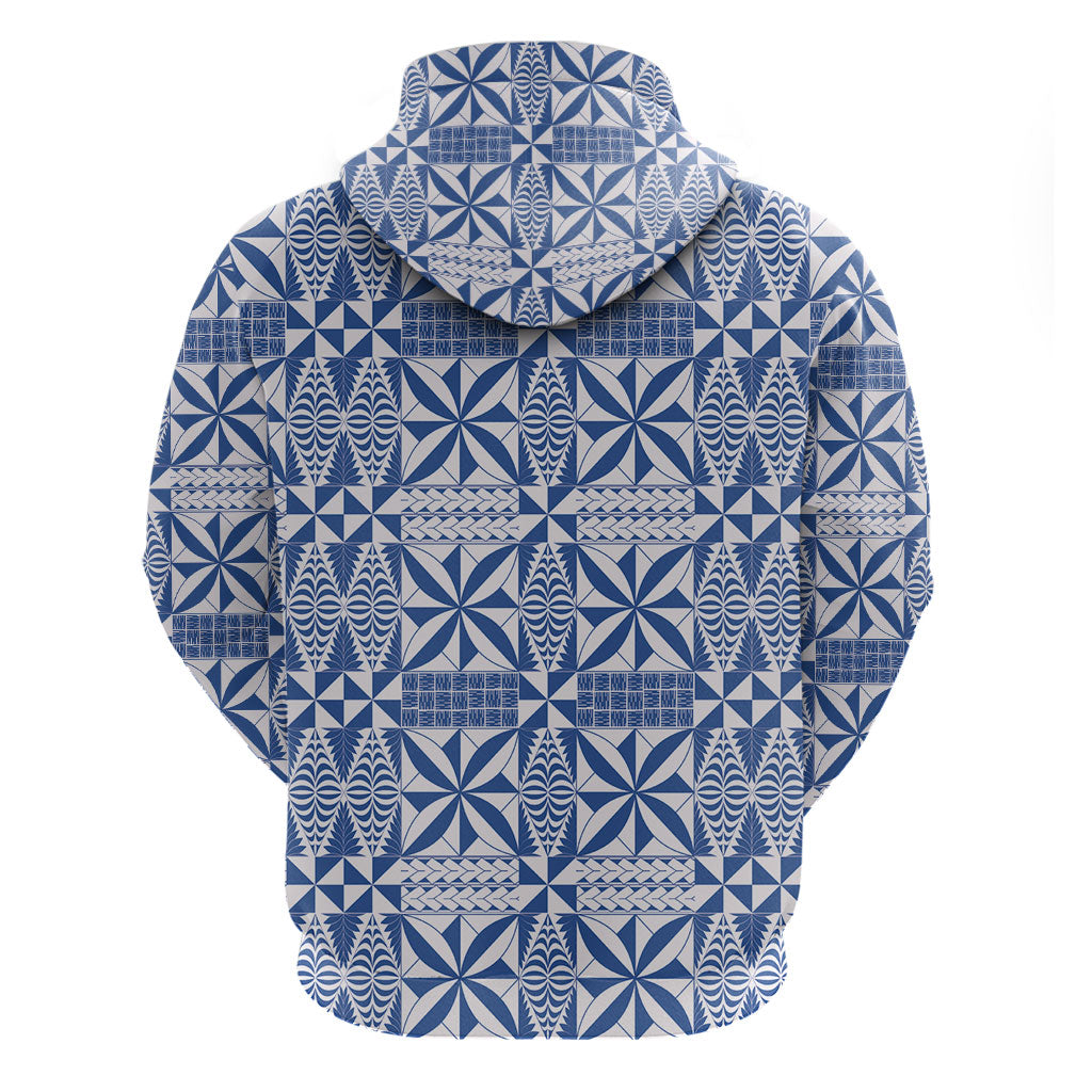 Blue Ngatu Pattern Malo e Lelei Tonga Zip Hoodie LT14 - Polynesian Pride