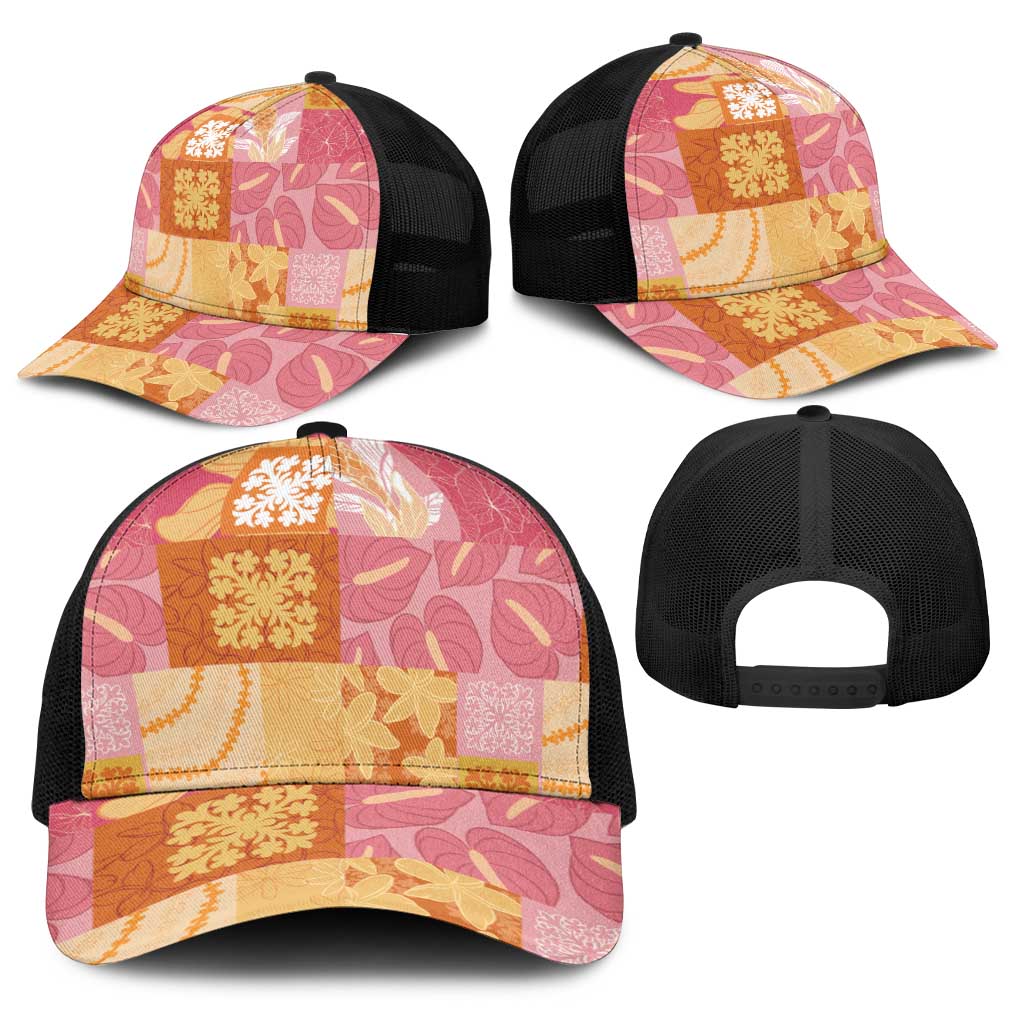 Aloha Hawaii Quilt Floral Patchwork Style Baseball Net Cap LT14 - Polynesian Pride