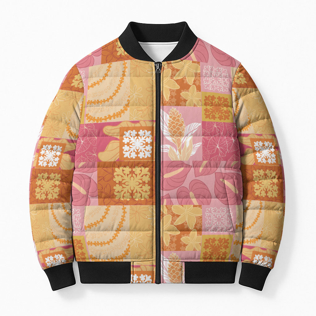 Aloha Hawaii Quilt Floral Patchwork Style Bomber Puffer Jacket LT14 Unisex Multicolor - Polynesian Pride