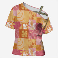Aloha Hawaii Quilt Floral Patchwork Style Cross Shoulder Shirt LT14 Female Multicolor - Polynesian Pride