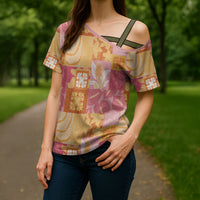 Aloha Hawaii Quilt Floral Patchwork Style Cross Shoulder Shirt LT14 - Polynesian Pride