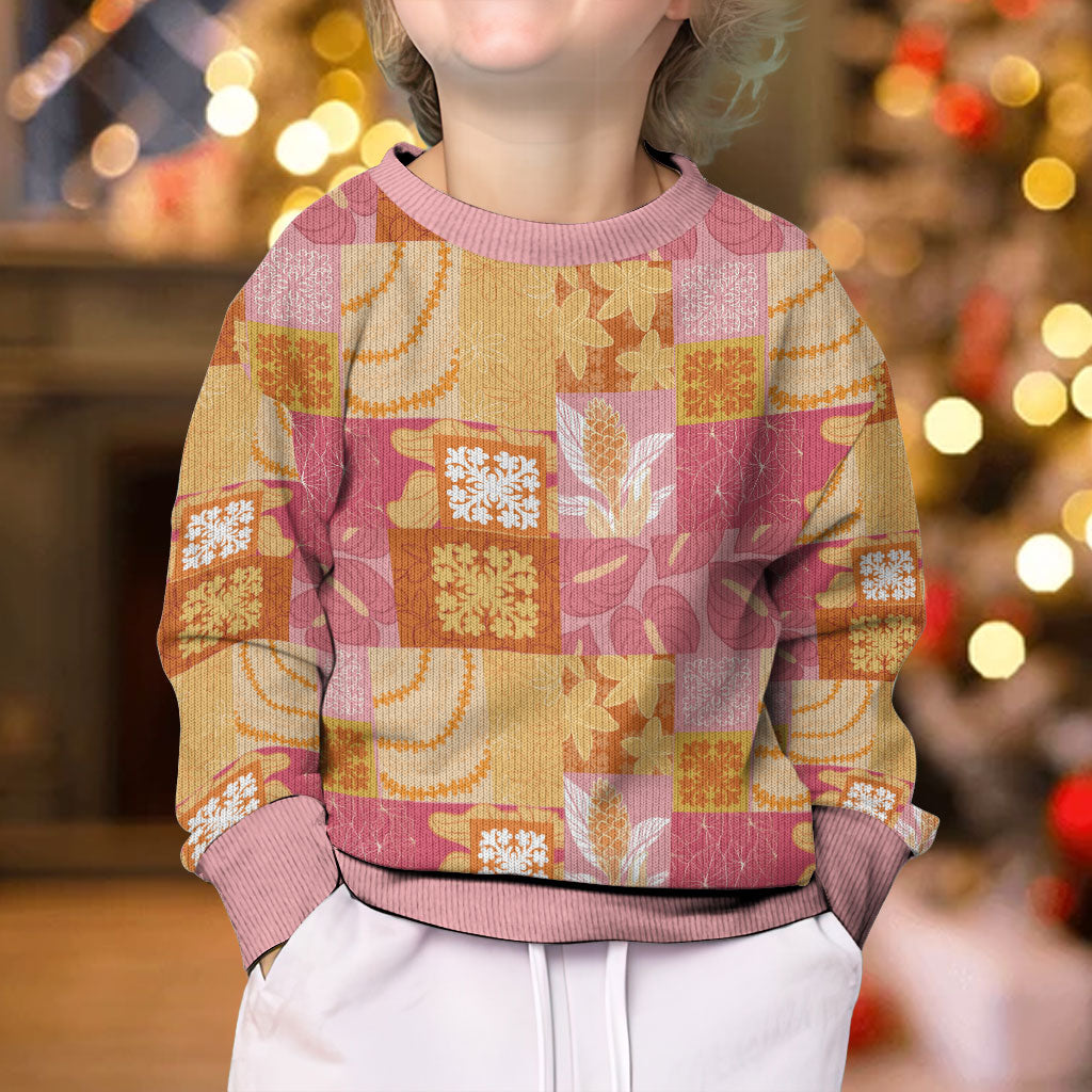 Aloha Hawaii Quilt Floral Patchwork Style Kid Ugly Christmas Sweater LT14 - Polynesian Pride