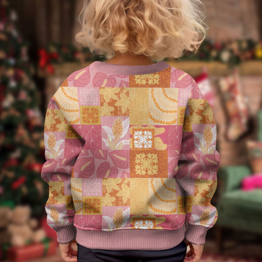 Aloha Hawaii Quilt Floral Patchwork Style Kid Ugly Christmas Sweater LT14 - Polynesian Pride
