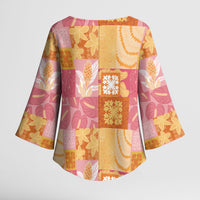 Aloha Hawaii Quilt Floral Patchwork Style Kimono Sleeve Blouse LT14 - Polynesian Pride