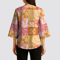 Aloha Hawaii Quilt Floral Patchwork Style Kimono Sleeve Blouse LT14 - Polynesian Pride