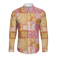 Aloha Hawaii Quilt Floral Patchwork Style Long Sleeve Button Shirt LT14 Unisex Multicolor - Polynesian Pride